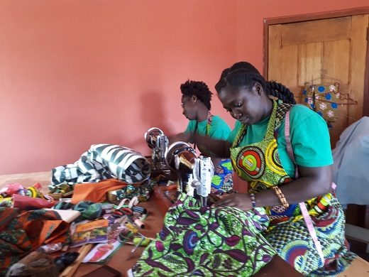 sewing students at work at BWO learning center