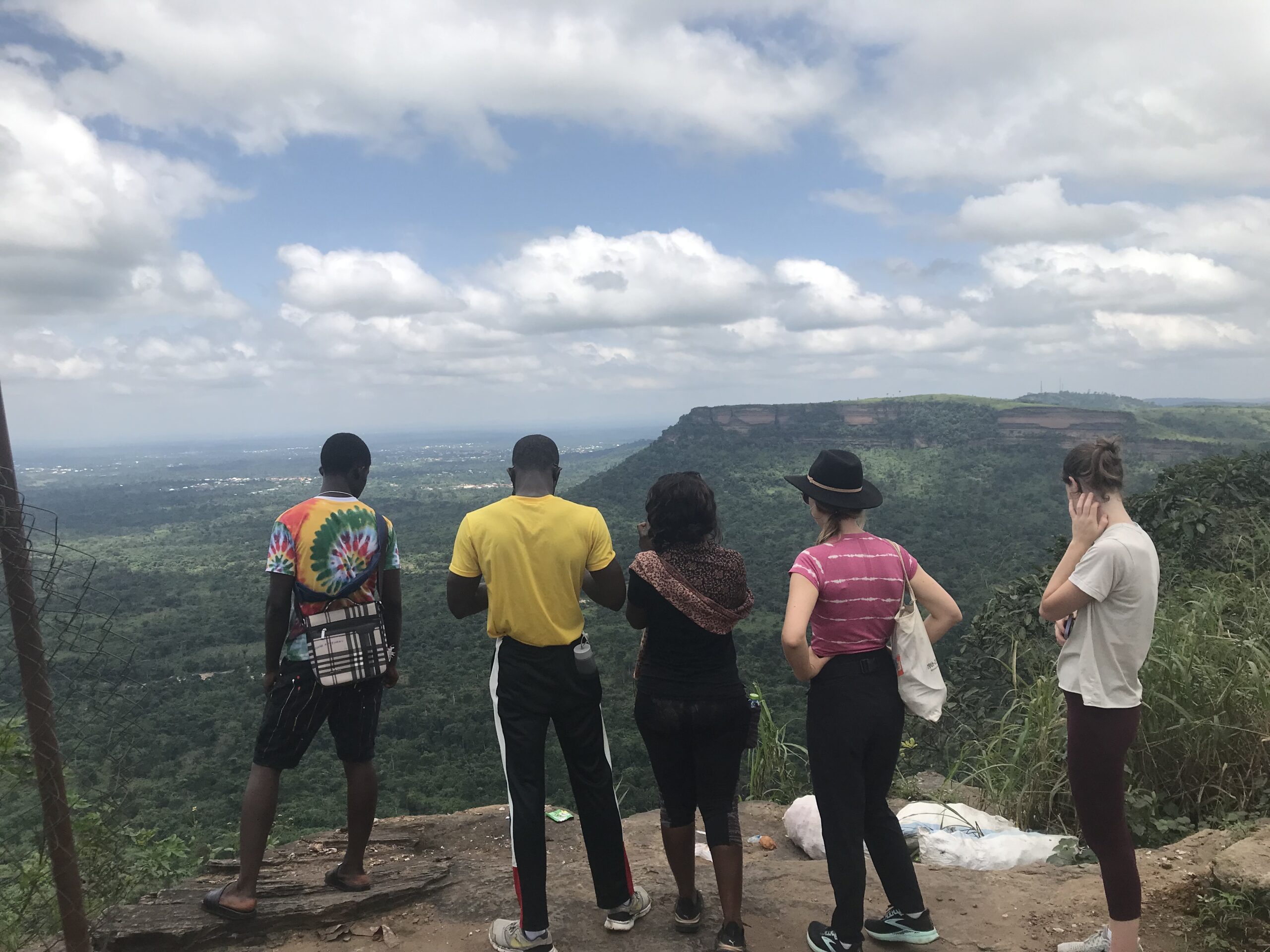 BWO hostel guests are admiring the view from one of the mountains in Ghana