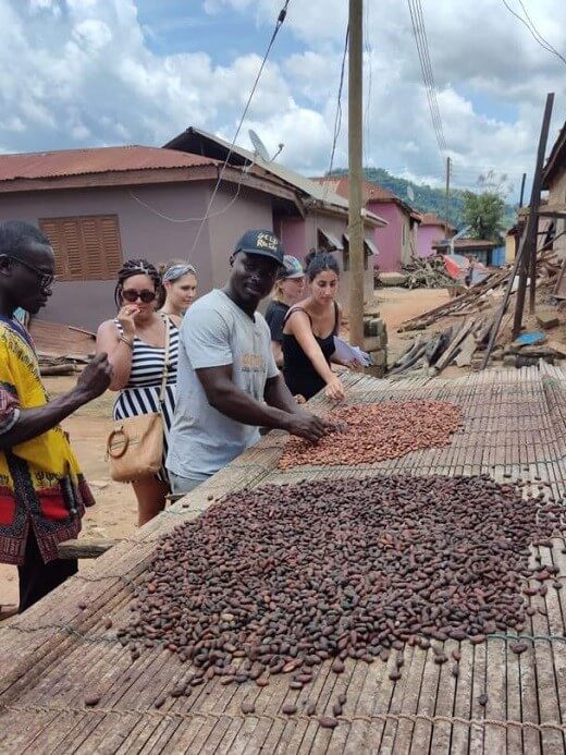 Board member and tour guide emmanuel tells you all about Ghanaian cocoa during the ashanti tour