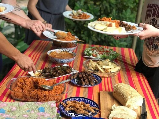 buffet in our restaurant at BWO Hostel in Ghana