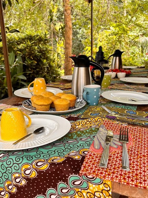 breakfast table at our nice terrace