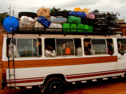 fully packed mini bus in Ghana