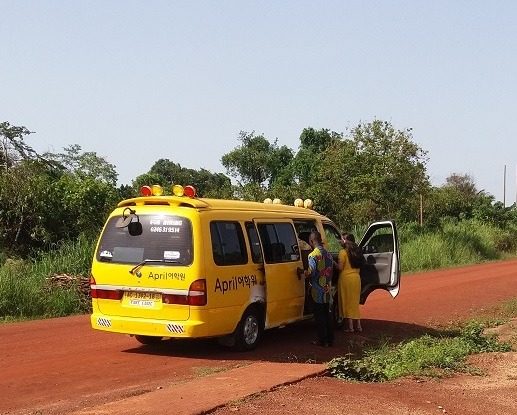 a tro tro(minibus) is one of the means of transport in Ghana