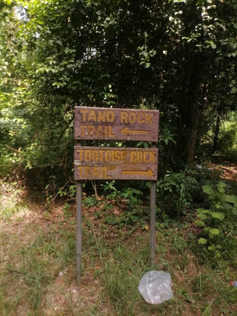 signboard Tanoboase sacret groves