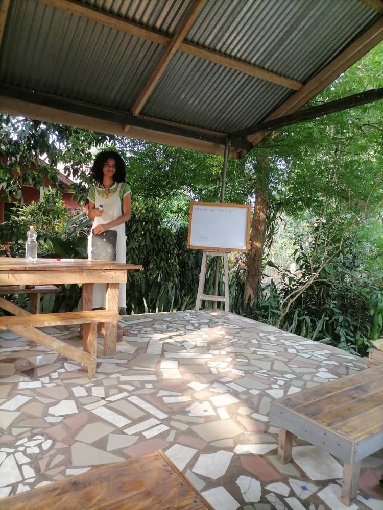 waste management workshop American volunteer Aliyah is giving a waste management workshop